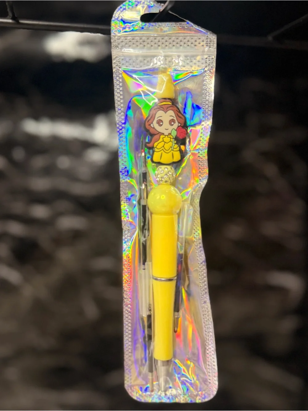 Belle from Beauty and the Beast Focal Bead Pen Black and Blue Ink